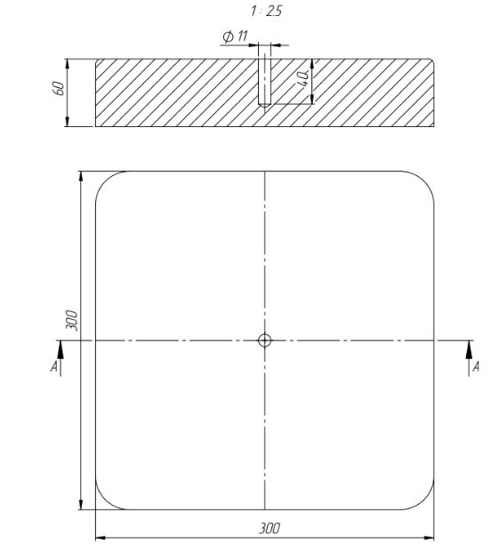 Балласт 300*300*60 12 кгз отвором